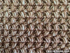 close-up of a puff stitch crochet swatch