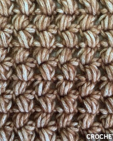 close-up of a puff stitch crochet swatch