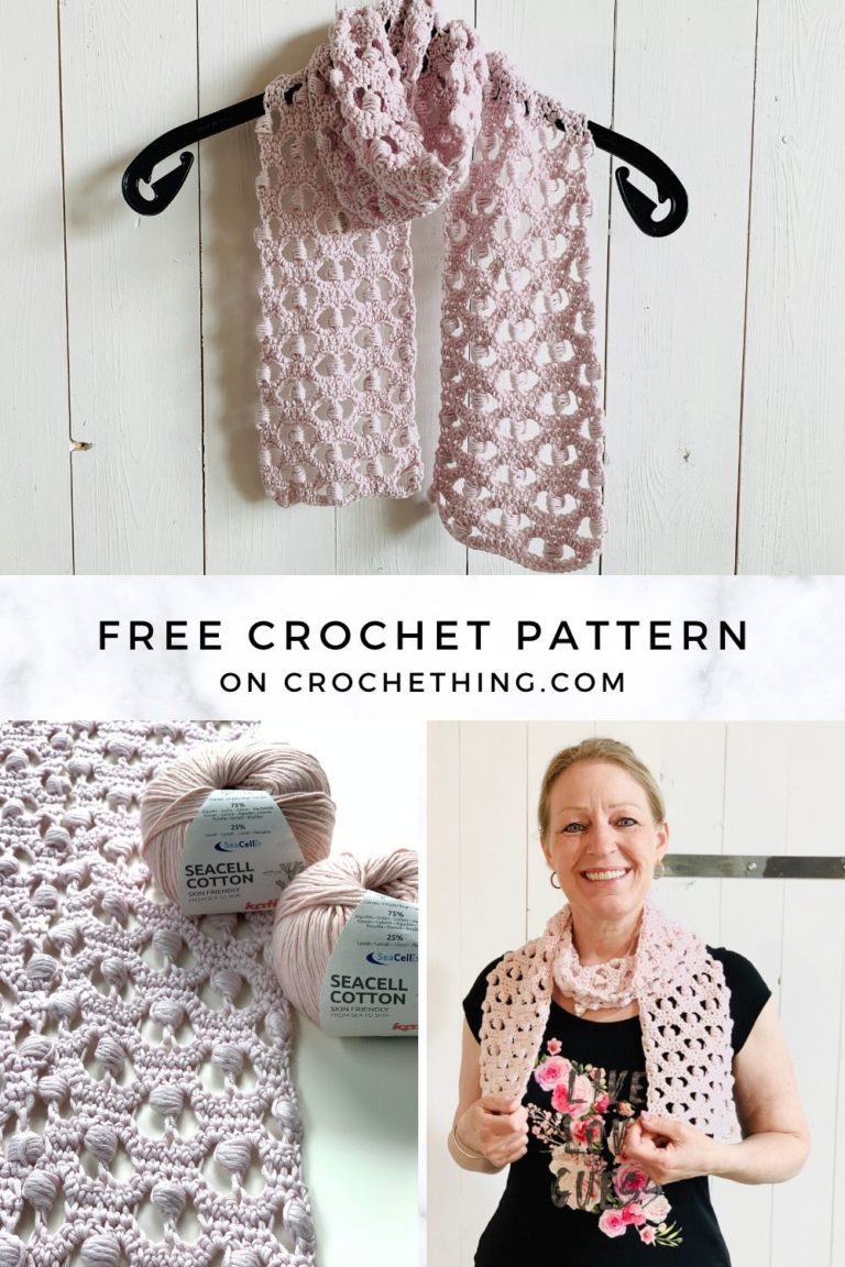 Blocked Puff Stitch Scarf - free crochet pattern for beginners