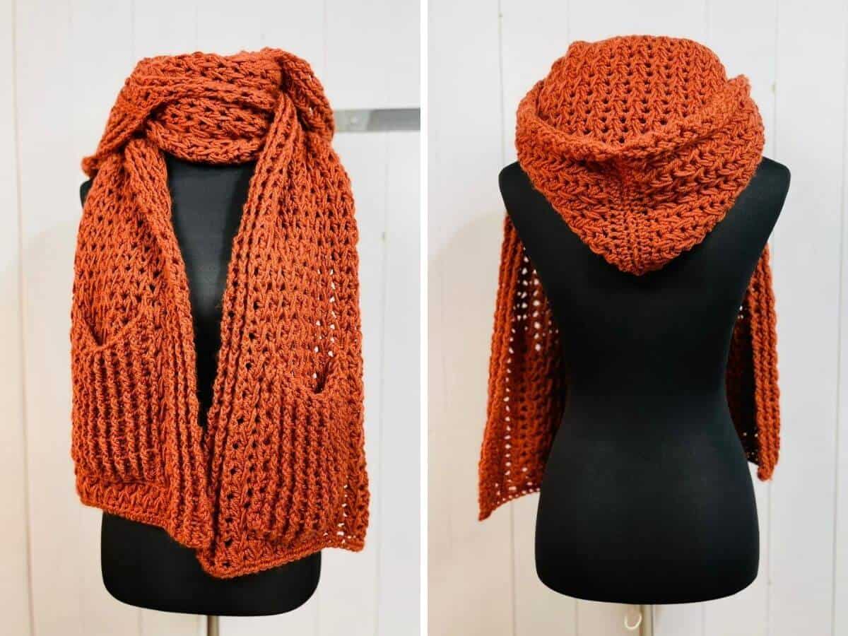 Hooded Scarf for beginners - free crochet pattern + video tutorial